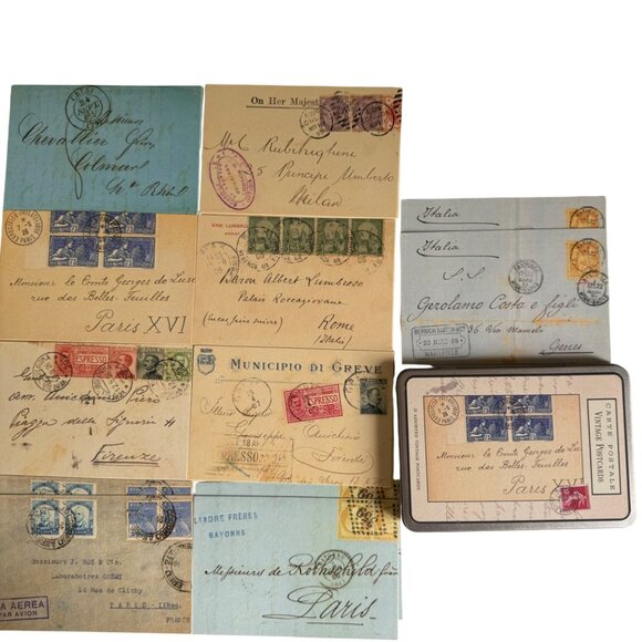 Vintage Paris Hotel Postcard & Sticker Collection in Metal Tin Vintage Style 42 - Picture 10 of 11